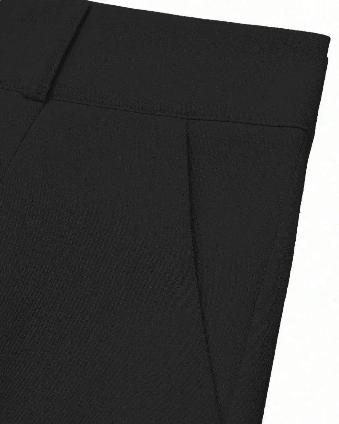 High-Waist Pleated Wide-Leg Trousers in Black