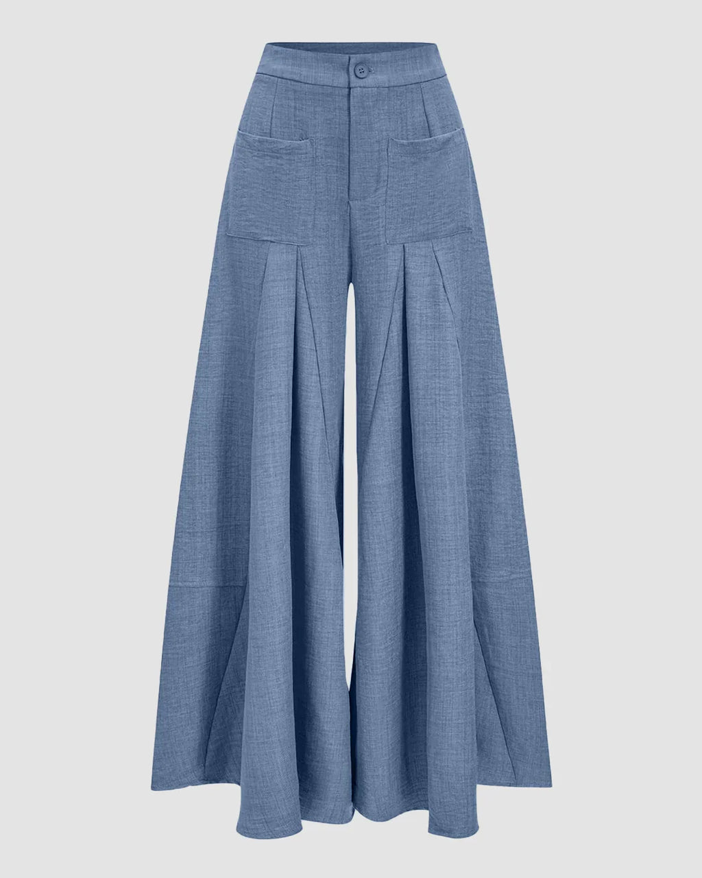 High-Waist Wide-Leg Trousers in French Blue