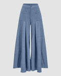 High-Waist Wide-Leg Trousers in French Blue
