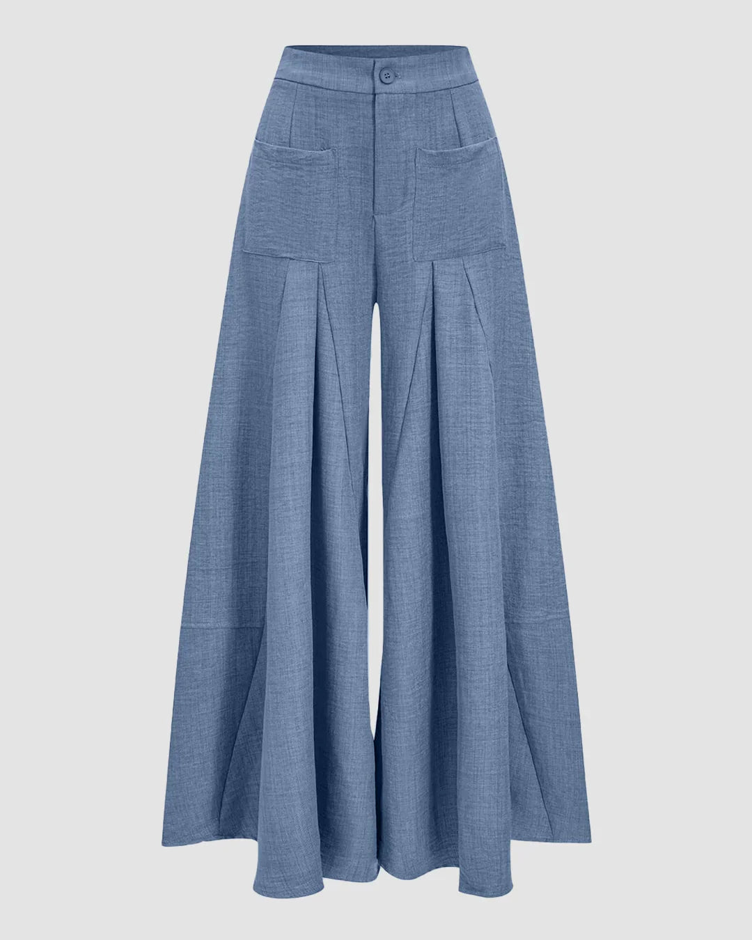 High-Waist Wide-Leg Trousers in French Blue