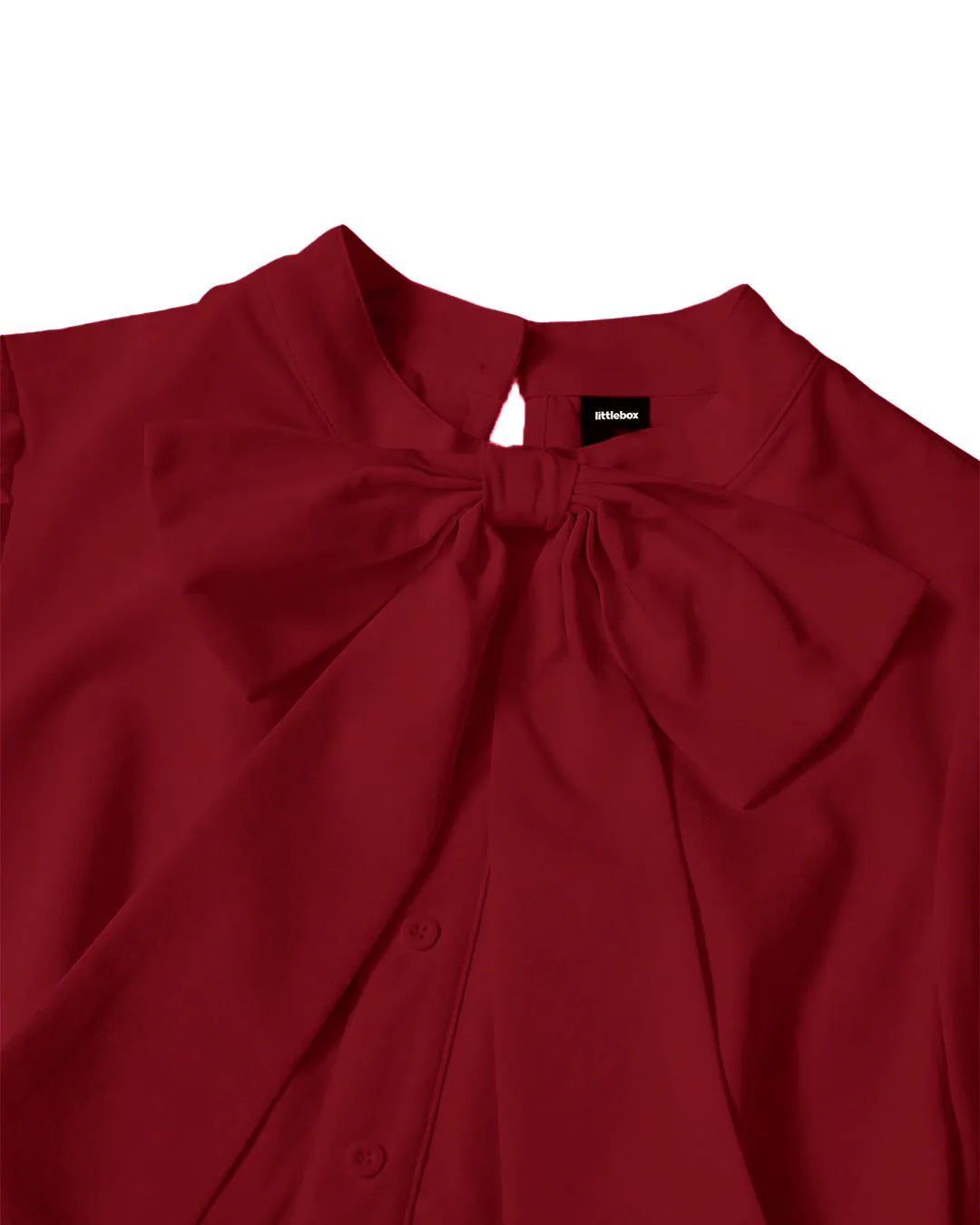 High Neck Puff Sleeve Dress in Cherry