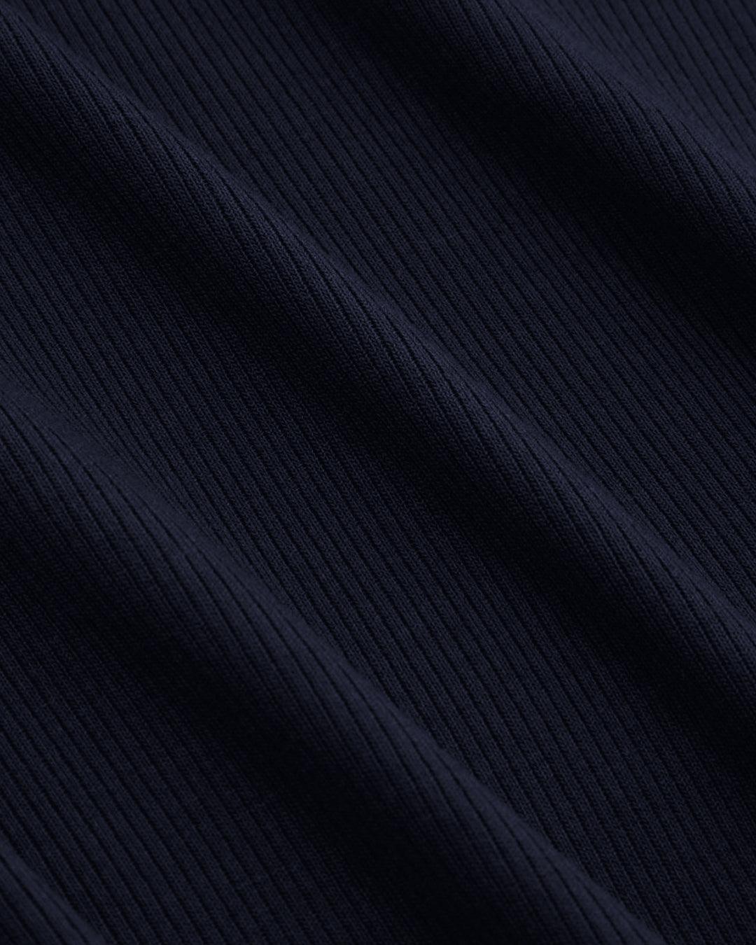 High Neck Solid Ruffle Midi Dress In Navy Blue