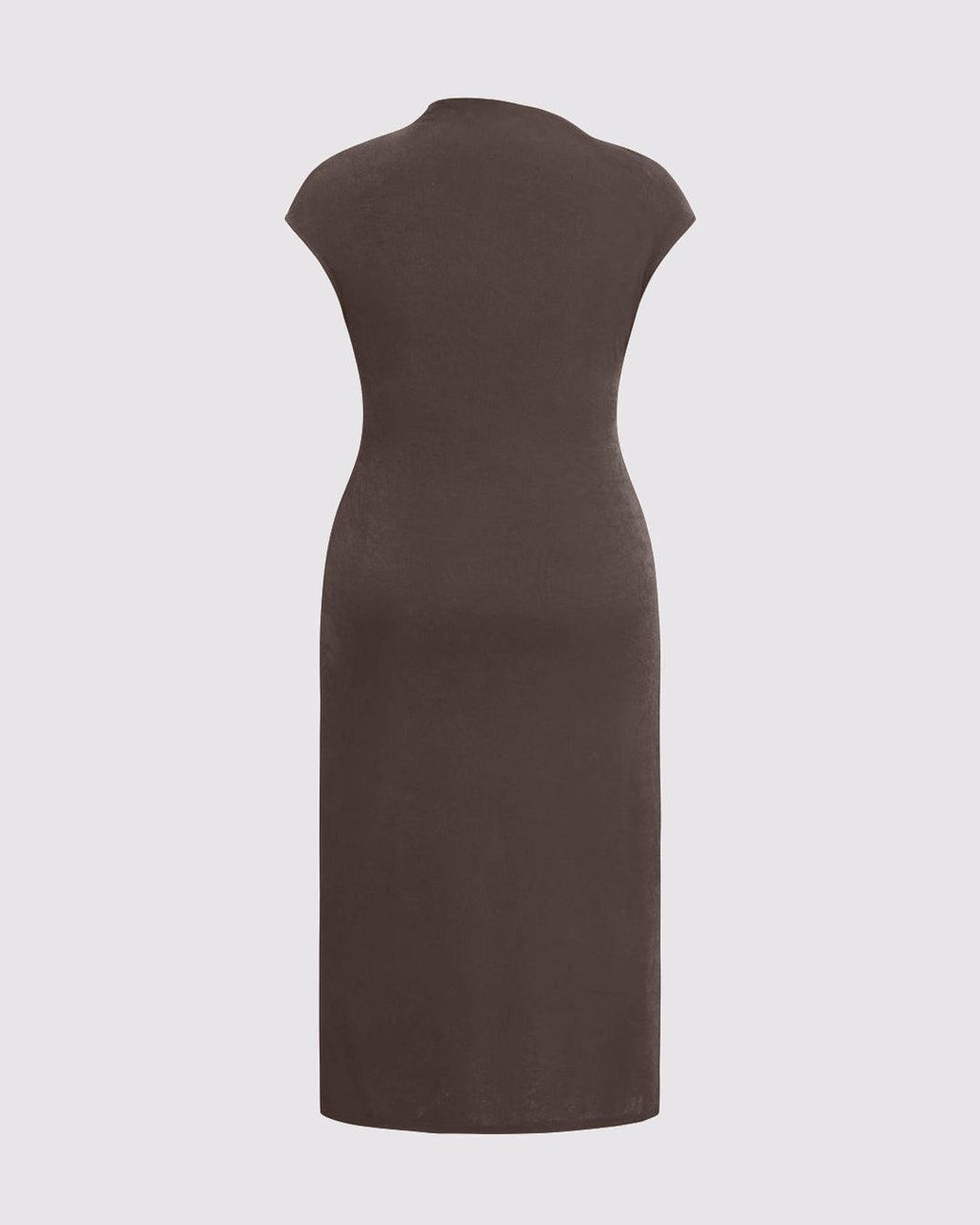High Neck Twist Ruched Split Maxi Dress Curve & Plus In Coco Brown