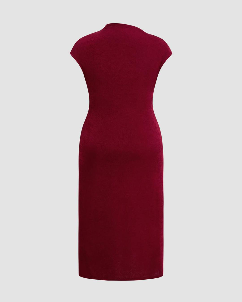 High Neck Twist Ruched Split Maxi Dress Curve & Plus In Redberry