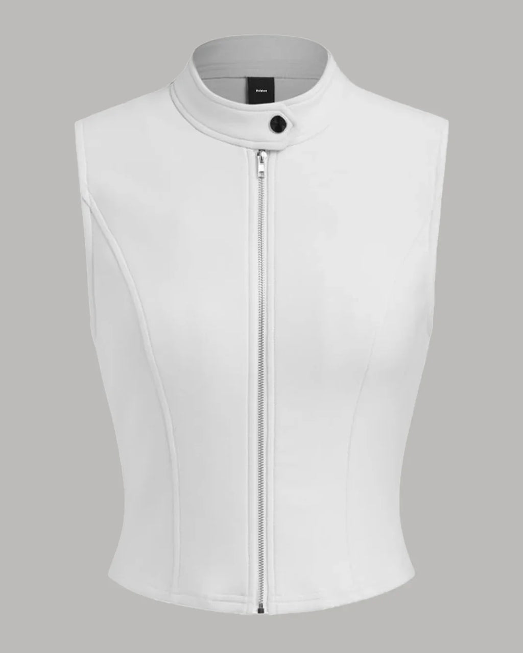 High Neck Zipper Front Tank Top in White