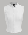 High Neck Zipper Front Tank Top in White