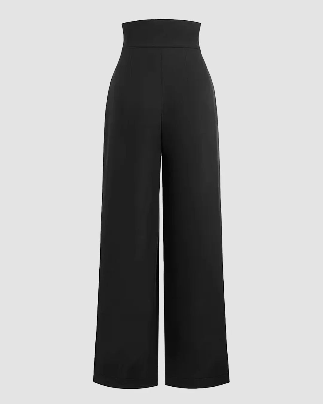 High Rise Button Front Wide Leg Pants in Black