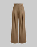 High Rise Korean Style Wide Leg Trousers in Brown