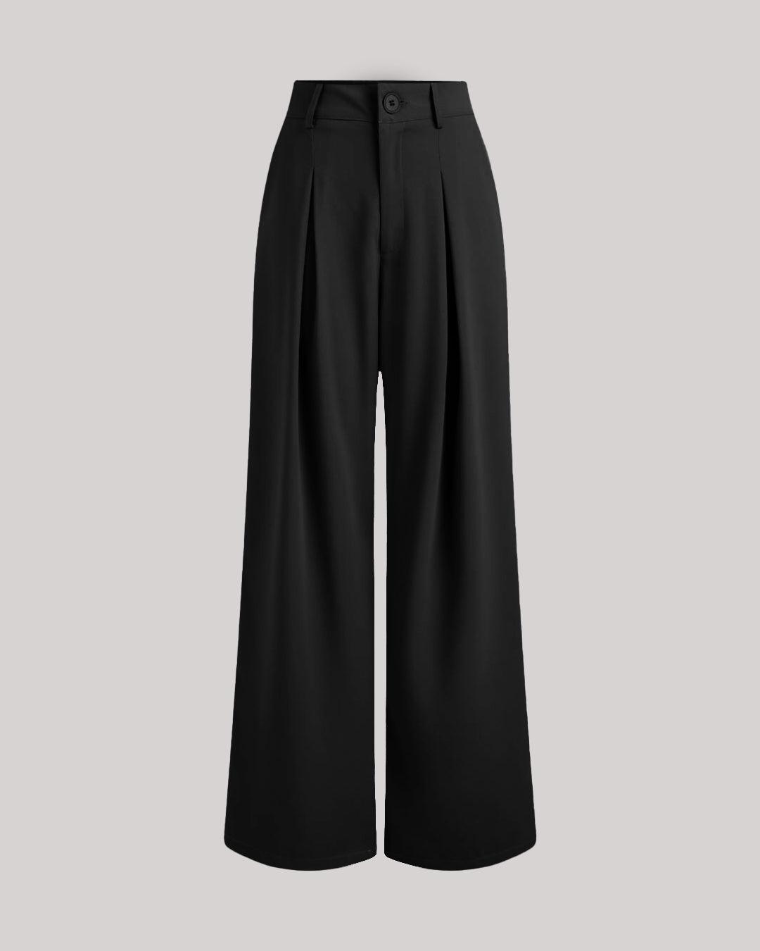 High Rise Loose Fit Wide Leg Baggy Pants in Black