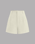 High Rise Solid Shorts In Beige
