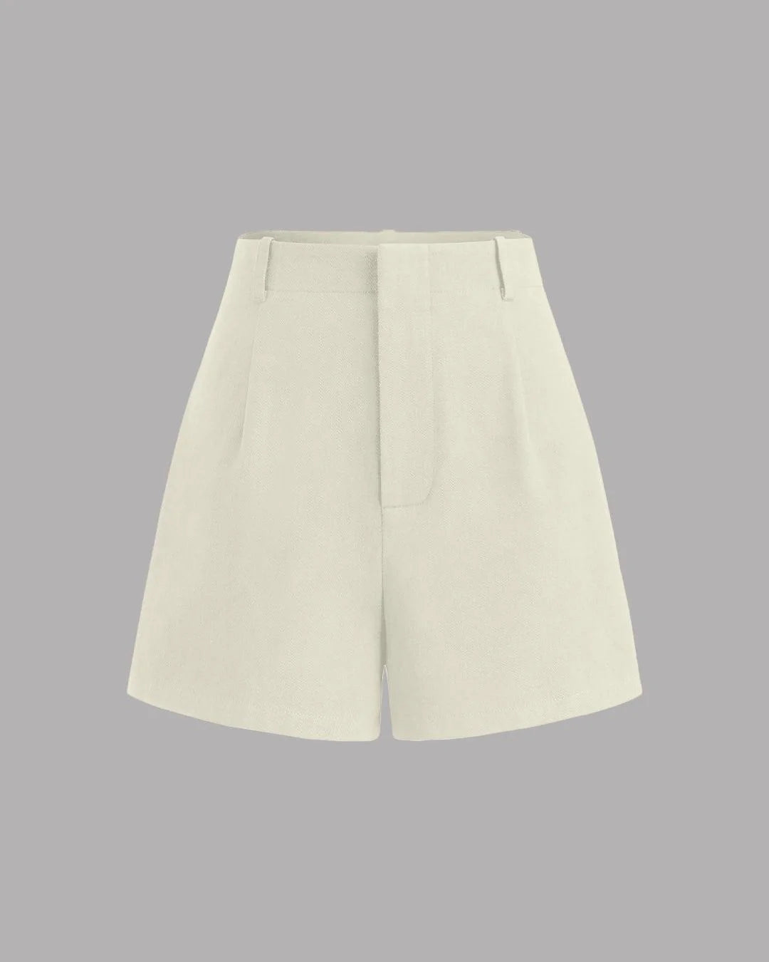 High Rise Solid Shorts In Beige