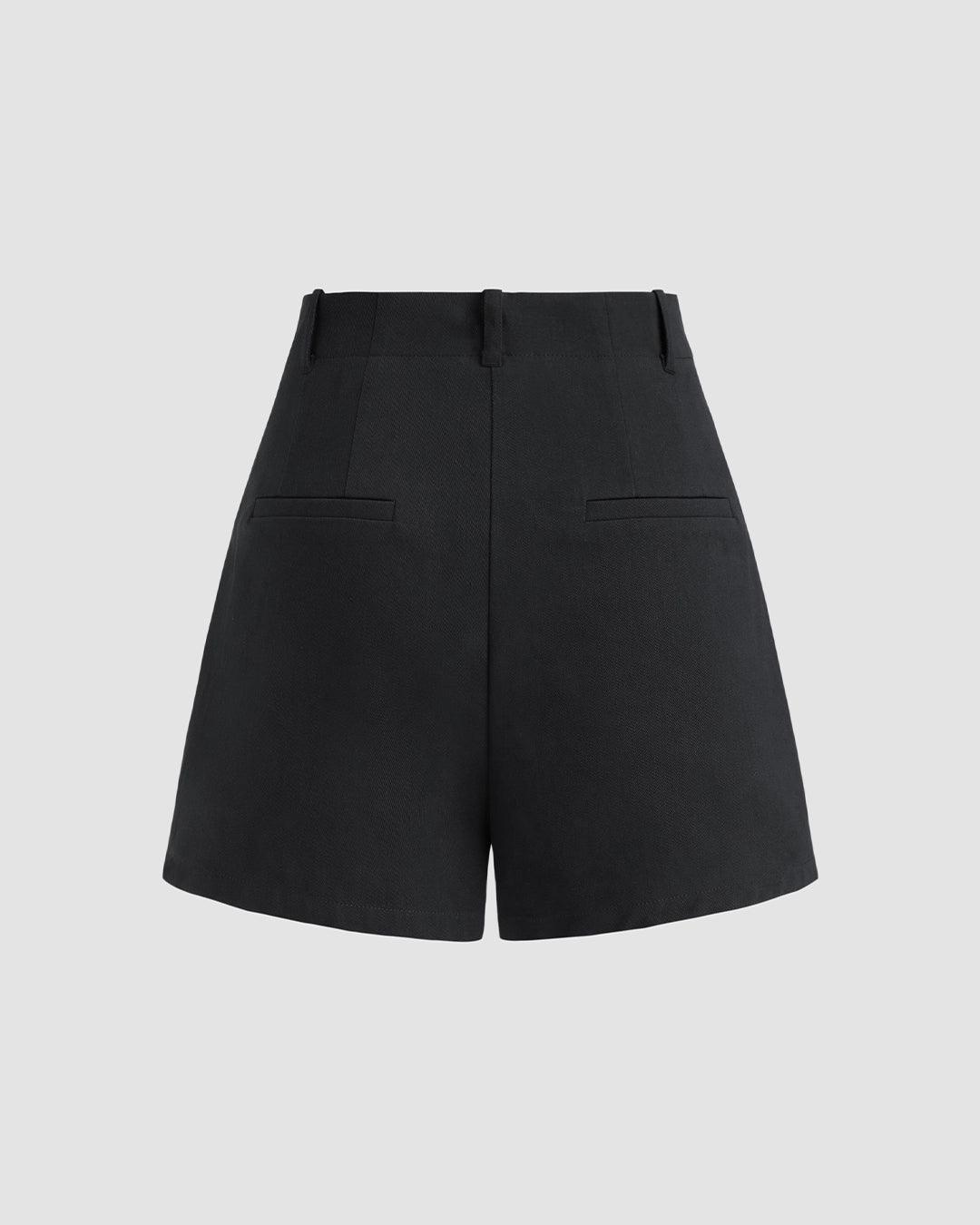 High Rise Solid Shorts In Black
