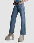 High Waist Regular Mid Rise Jeans In Blue