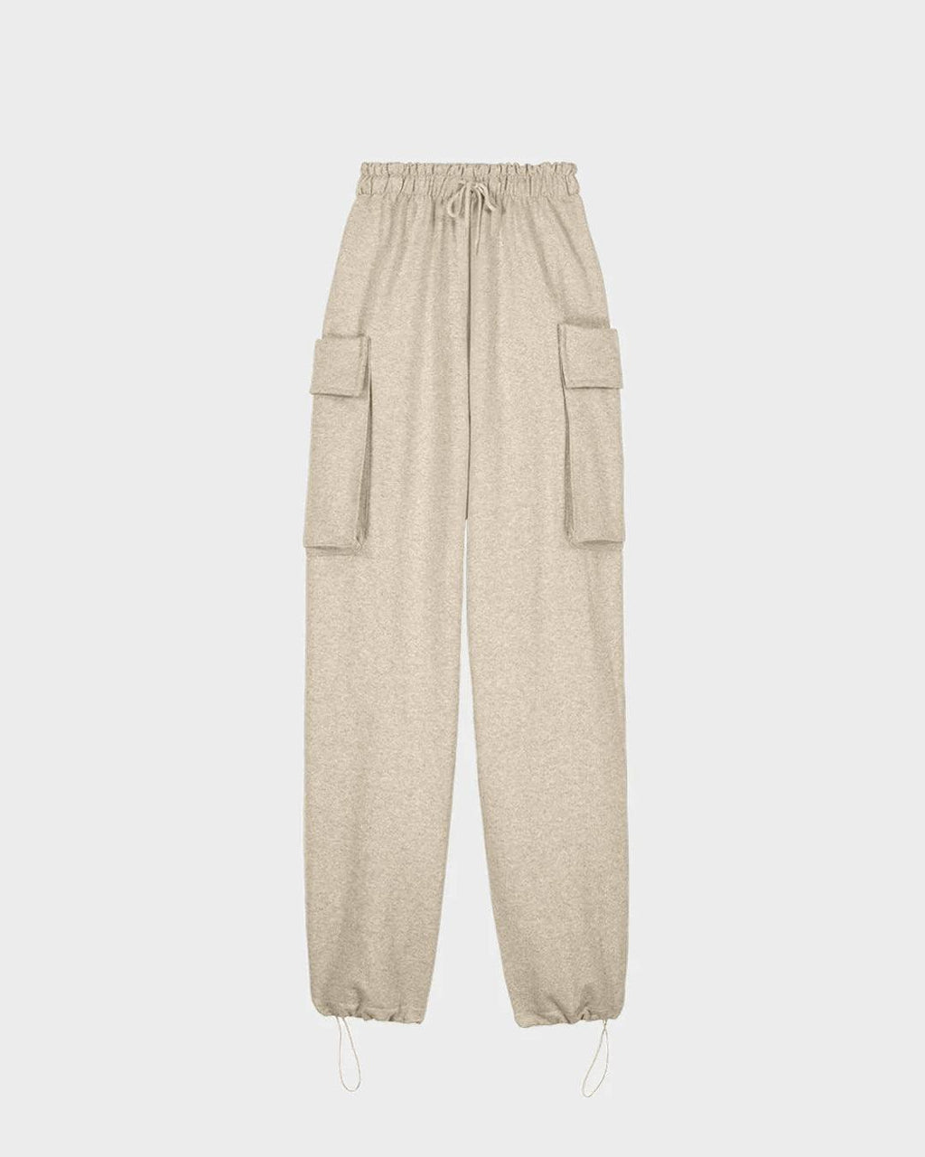 High Waist Wide Balloon Fit Cargo Pants In Off-white