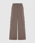 High Waisted Pocketed Cargo Pants In cappuccino