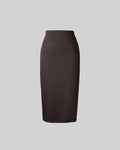 High Waisted Solid Split Thigh Skirt In Dark Brown