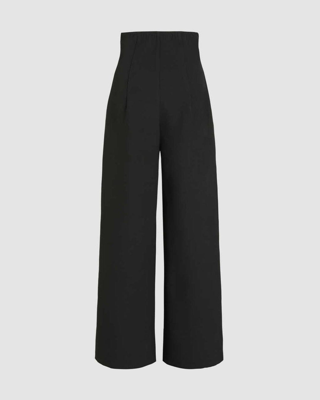 High Waisted Structured Pleated Wide Leg Trousers in Black
