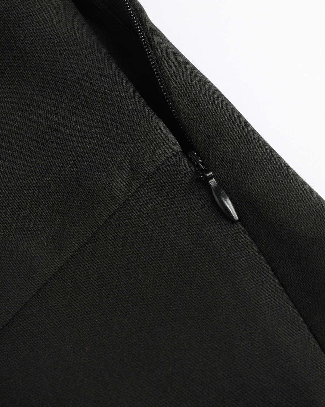 High Waisted Structured Pleated Wide Leg Trousers in Black