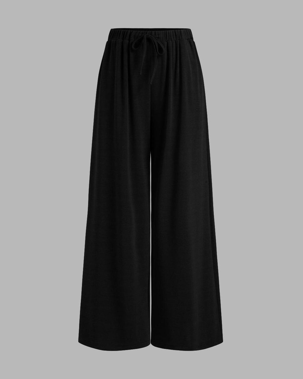 Hooded Solid Top & Mid Rise Pocket Wide Leg Trousers Set