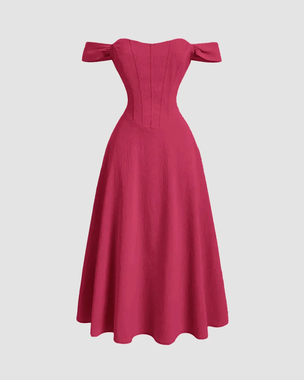 Hot Pink Faux Fishbone Design Romantic One-Shoulder Dress
