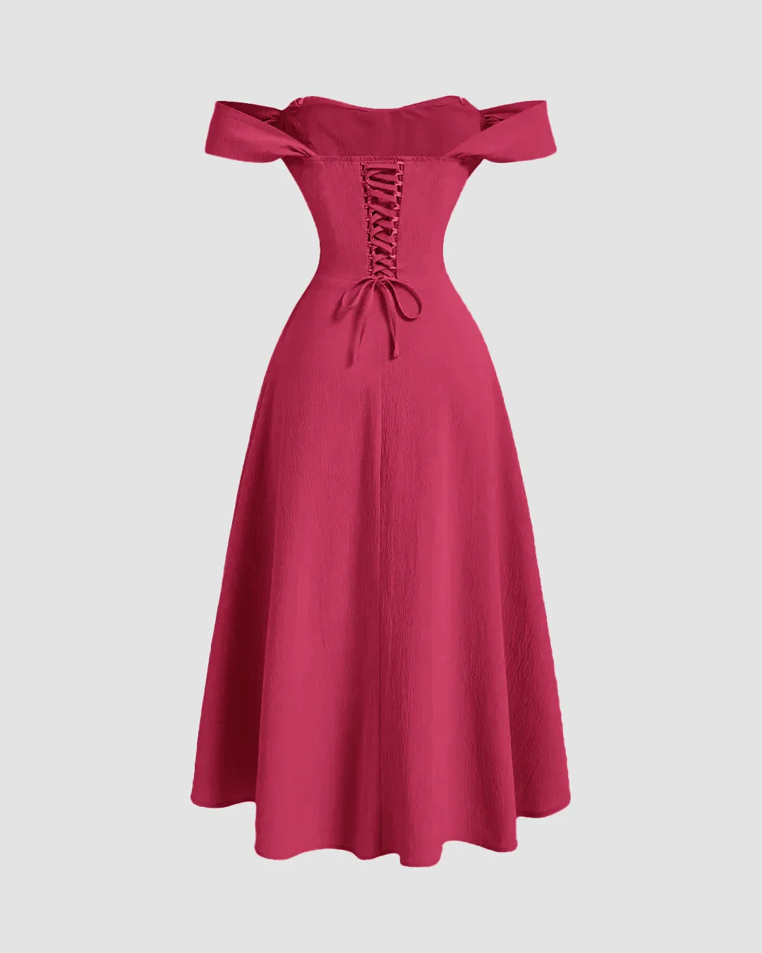 Hot Pink Faux Fishbone Design Romantic One-Shoulder Dress