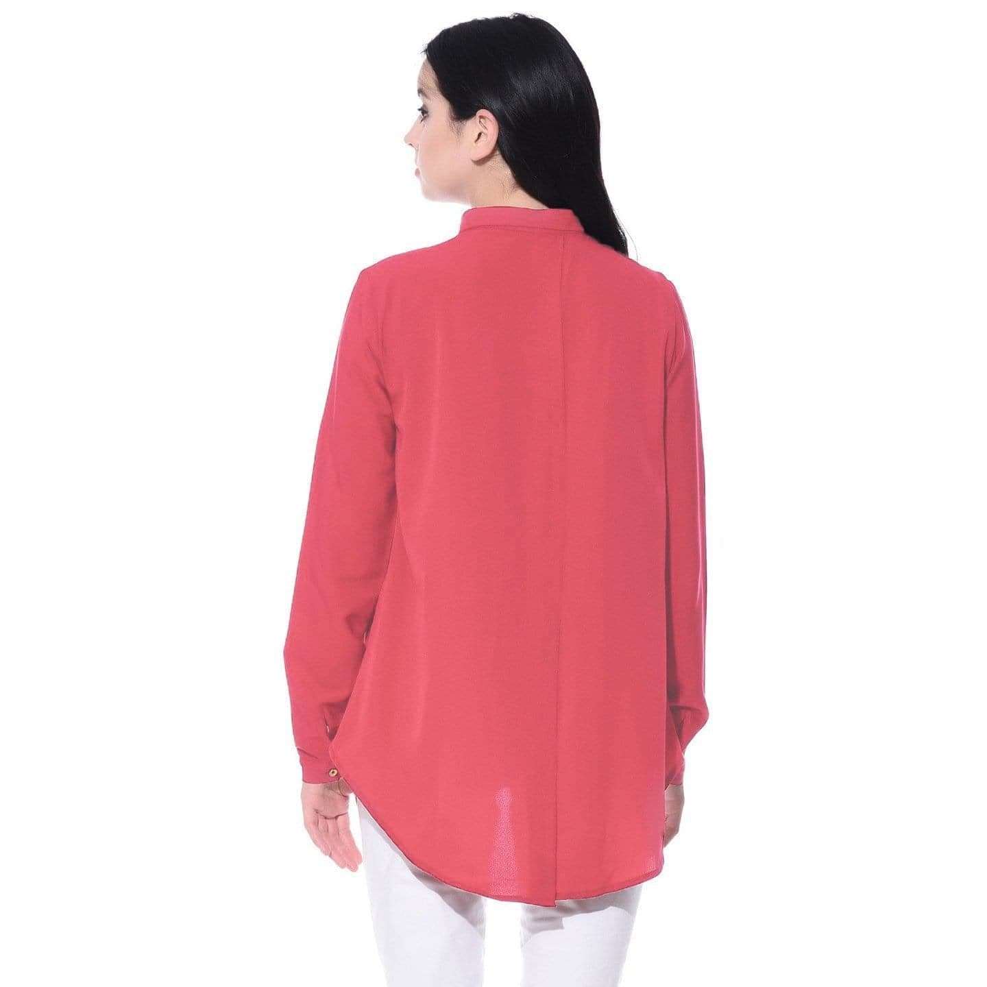 Ruffle Overlay Crepe Shirt