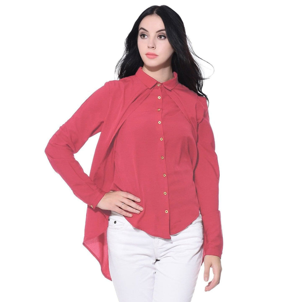 Ruffle Overlay Crepe Shirt