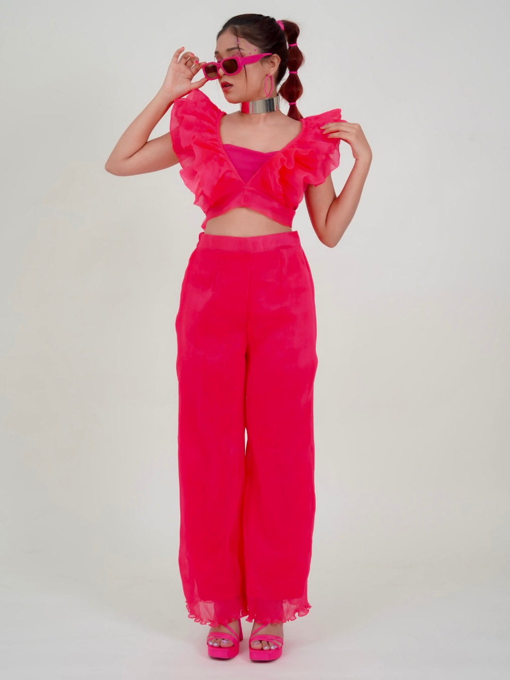 Pleated Organza Pants - Pinkkup