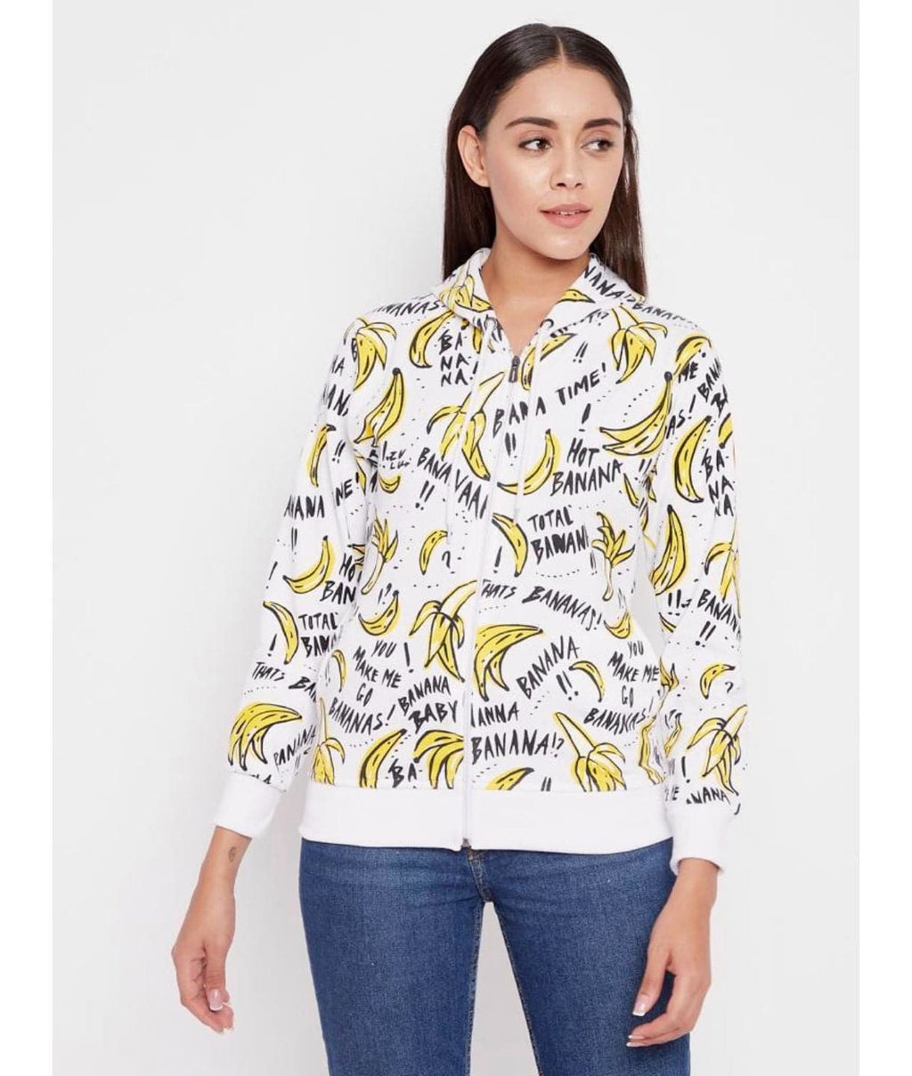 Animal Print Cotton Zippered Hoodie with Pockets - Pinkkup