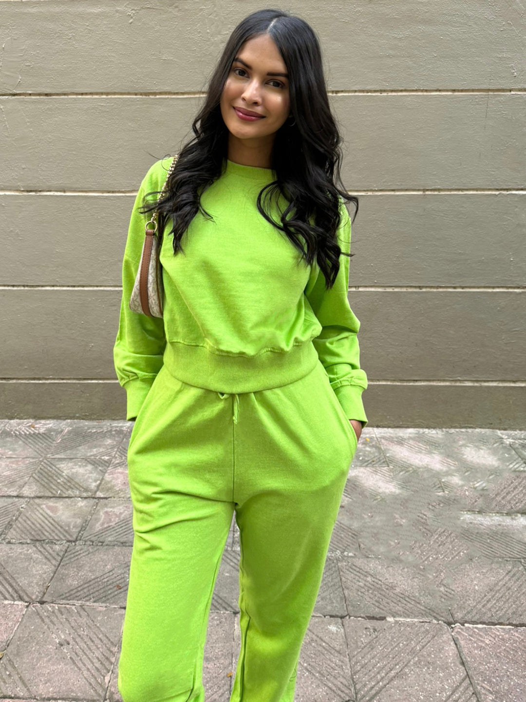 Cotton Sweatshirt and Jogger Set - Pinkkup