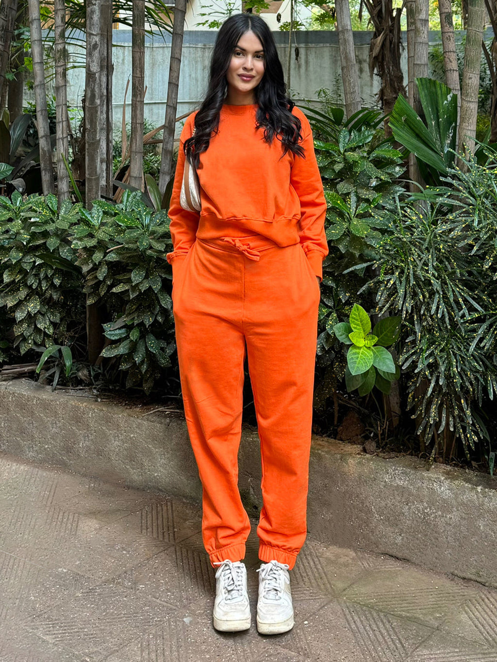 Cotton Sweatshirt and Jogger Set - Pinkkup