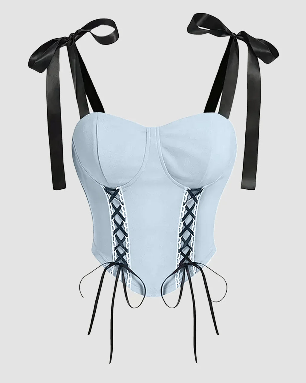 Ice Blue Strapless Camisole Summer Top With Tie