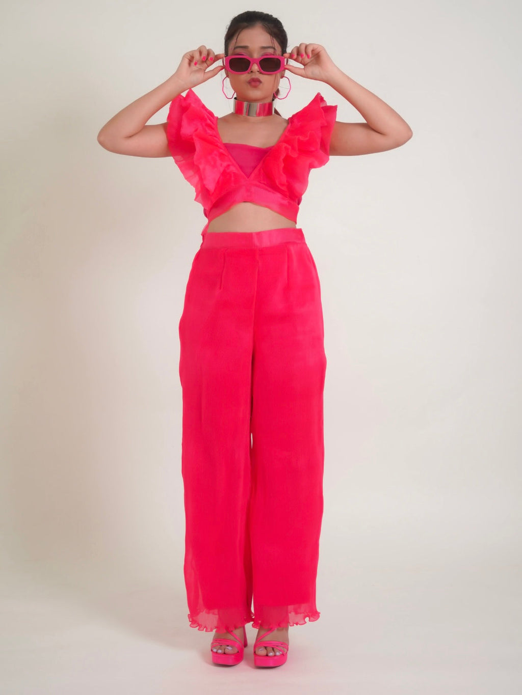 Pleated Organza Pants