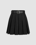 Korean Style High Waist Pleated Black Skirt