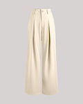 Korean Style Trousers with Baggy Fit In Off-White
