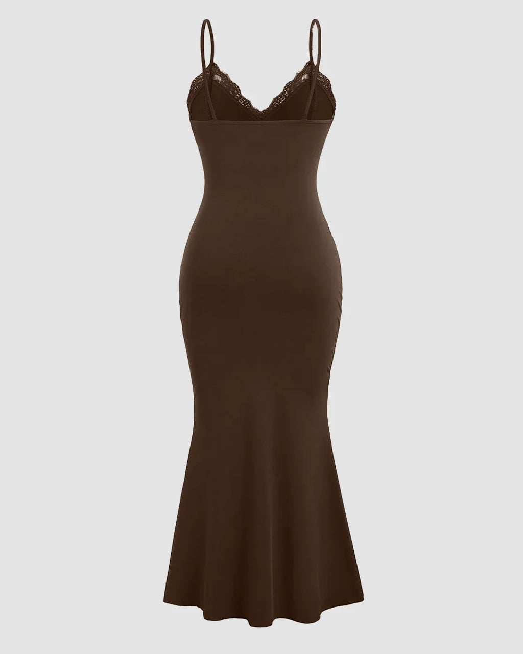 Lace Detail One Piece Bodycon Dress in Brown