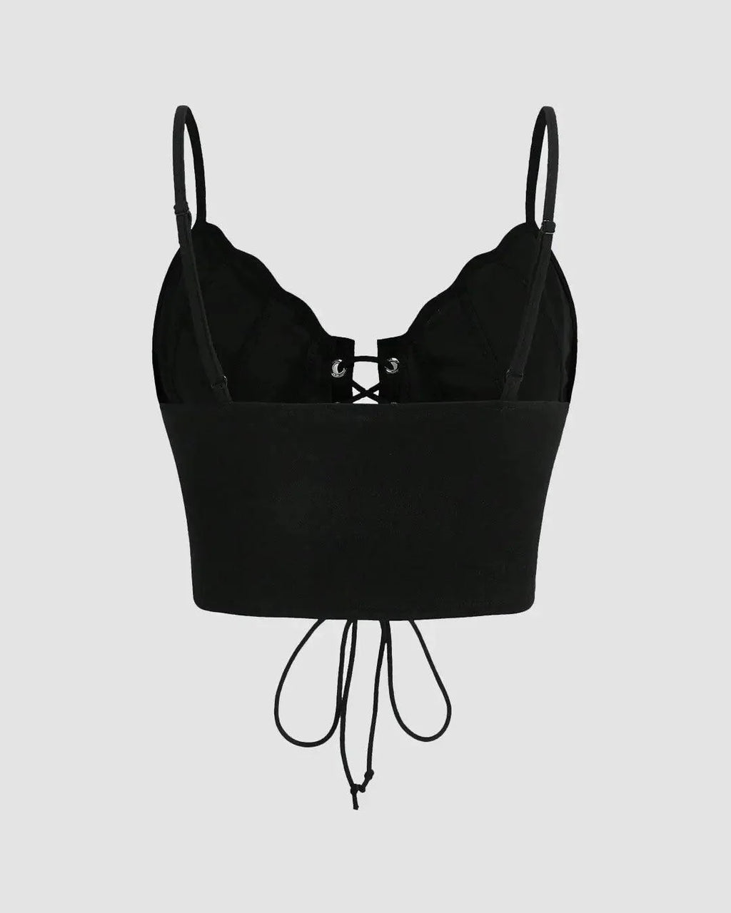 Lace Up Front Cami Top In Black