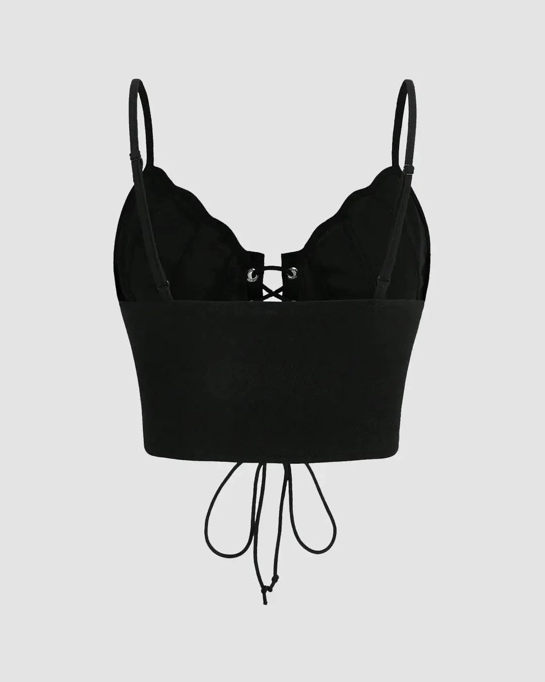 Lace Up Front Cami Top In Black