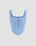 Lace Up Front Corset Top In Rainwash