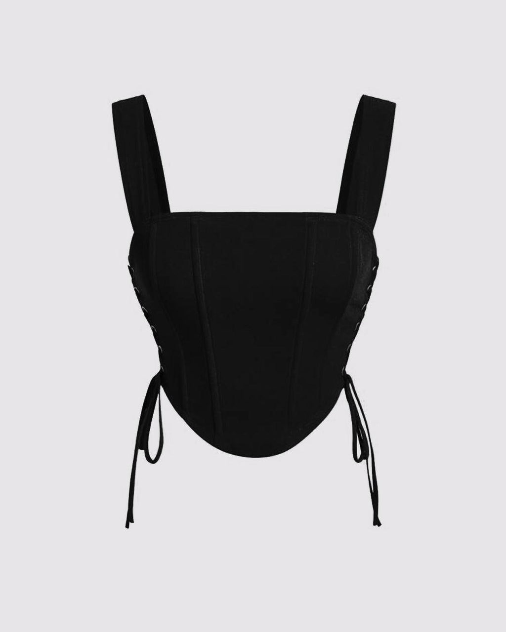Lace Up Side Black Slim Fit Cami Top