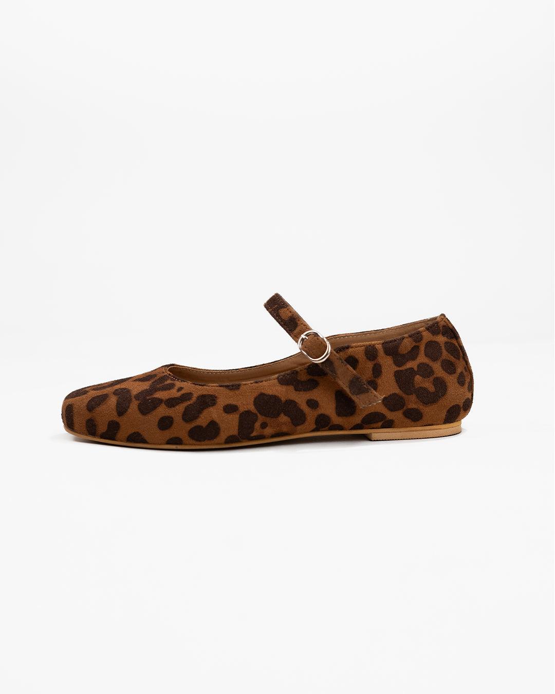 Leopard Print Mary Jane Ballet Flat Shoes for Women