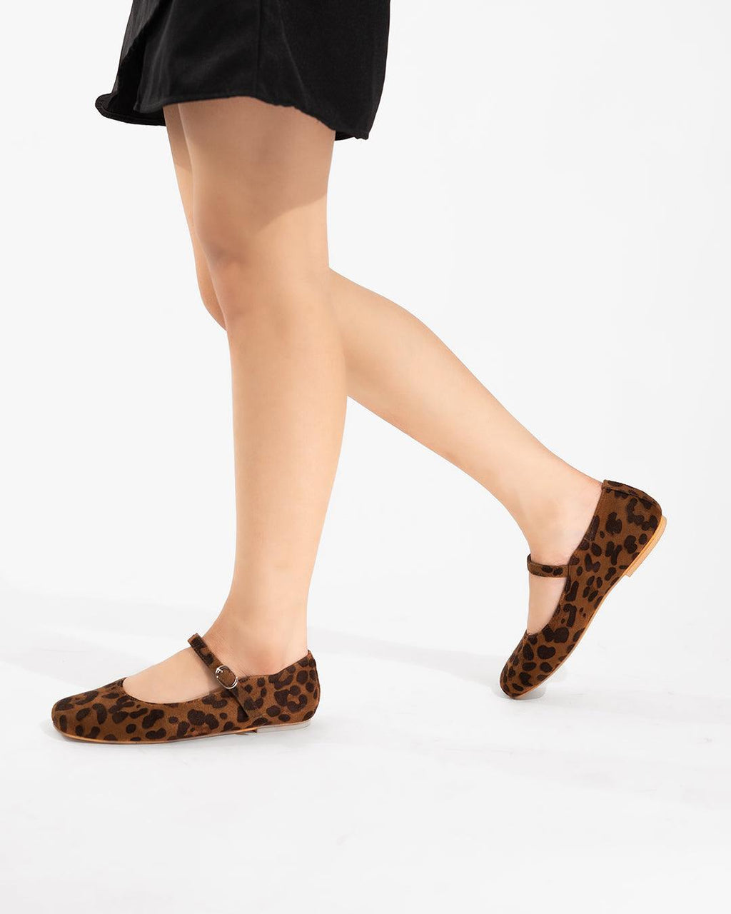 Leopard Print Mary Jane Ballet Flat Shoes for Women