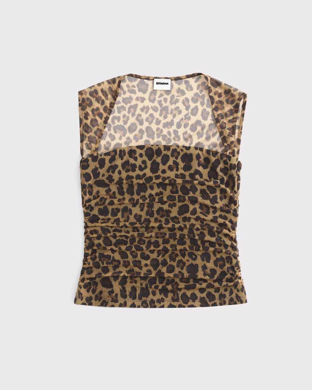 Leopard Print Mesh Panel Fitted Crop Top