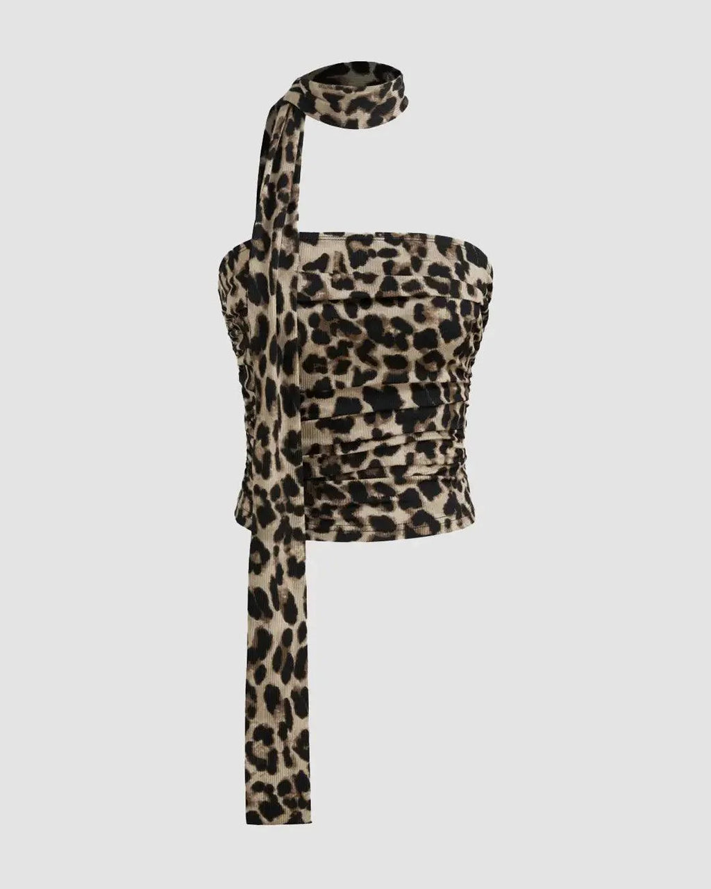 Leopard Print Strapless Fitted Tube Crop Top