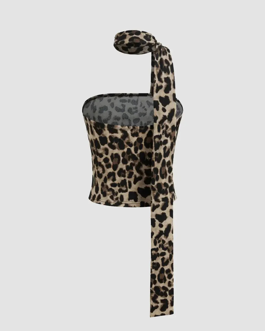 Leopard Print Strapless Fitted Tube Crop Top