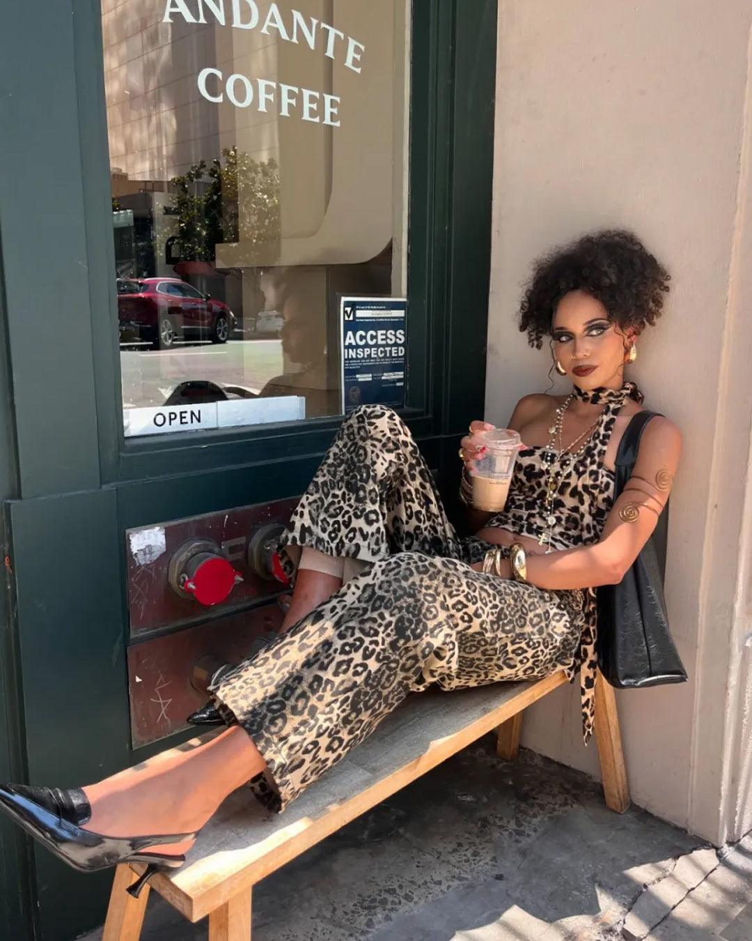Leopard Print Strapless Fitted Tube Crop Top