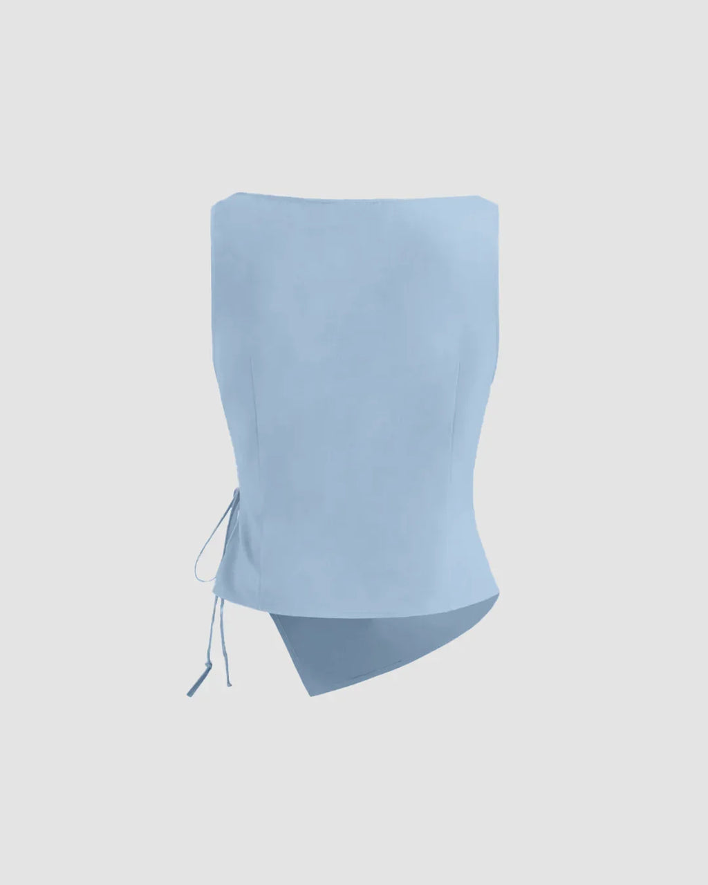 Light Blue Asymmetrical Ruched Side Tie Sleeveless Top