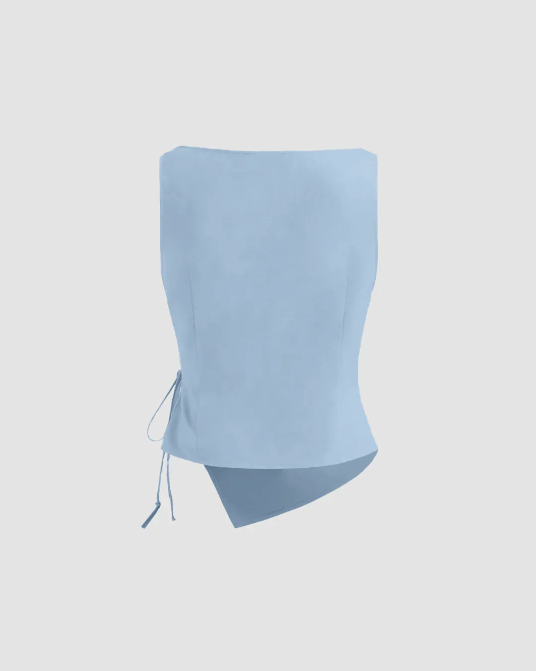 Light Blue Asymmetrical Ruched Side Tie Sleeveless Top