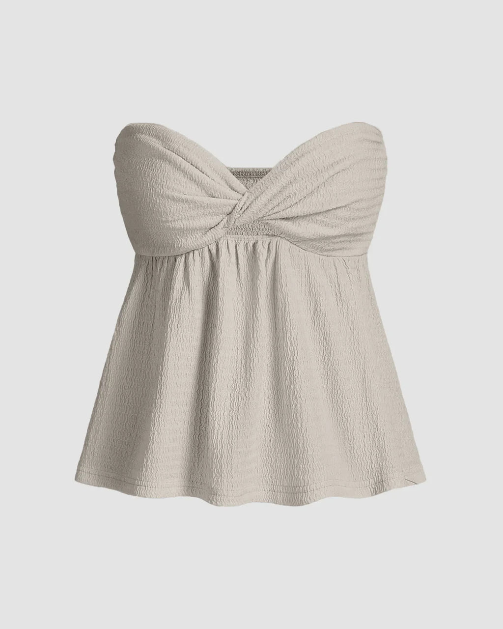 Light Grey Twist–Front Empire Bustier Top