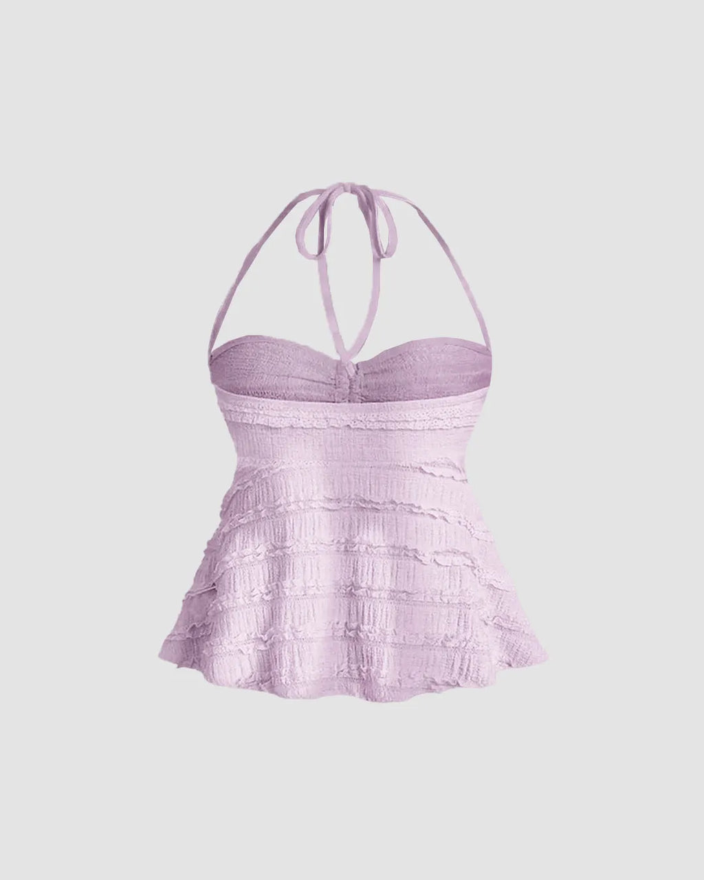 Lilac Textured Halter Neck Peplum Top